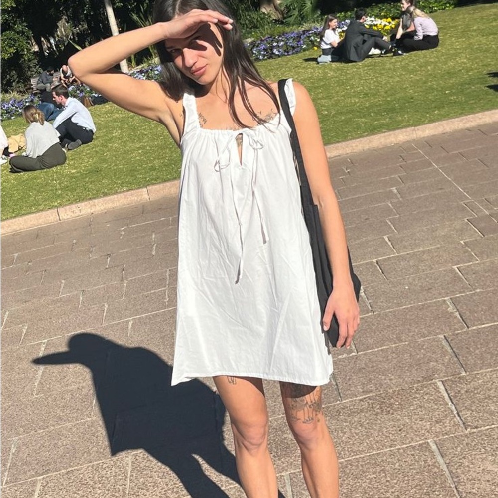 Chic White Sleeveless Dress - The Bow Dress, Deiji Studios